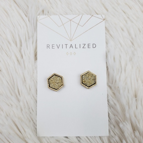 REVITALIZED Jewelry - Framed Hexagon Druzy Earrings